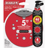 Diablo 5 In. 40-Grit Universal 12-Hole Vented Sanding Disc with Hook and Lock Backing (4-Pack)