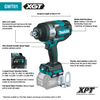 Makita GWT01D 40V max XGT® Brushless Cordless 4‑Speed High‑Torque 3/4 Sq. Drive Impact Wrench Kit w/ Friction Ring Anvil (2.5Ah)