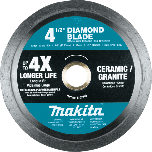 Makita 4‑1/2 Diamond Blade Continuous Rim General Purpose