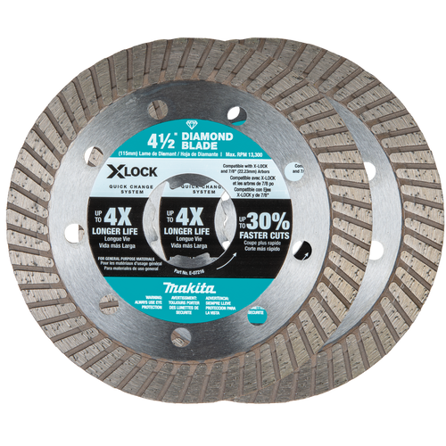 Makita X‑LOCK 4‑1/2 Turbo Rim Diamond Blade for Masonry Cutting