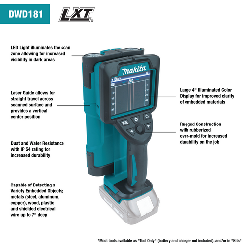 Makita 18V LXT® Lithium‑Ion Cordless Multi‑Surface Scanner with Interlocking Storage Case Tool Only