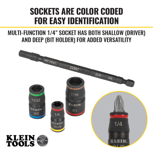 Klein Tools 7-in-1 Impact Flip Socket Set