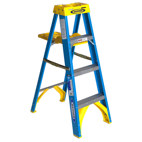 Werner 4ft Type I Fiberglass Step Ladder with Shelf 6004S
