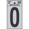 Address Letters, O, Reflective Black/Silver Vinyl, Adhesive, 2-In.