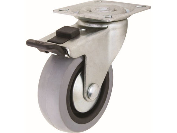 Shepherd Hardware 3-Inch Medium Duty Plate Caster with Brake, 121-lb Load Capacity