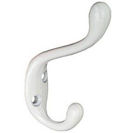 Hat & Coat Hook, Heavy-Duty, White, Holds 75-Lbs.