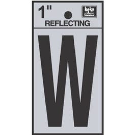 Address Letters, W, Reflective Black/Silver Vinyl, Adhesive, 1-In.