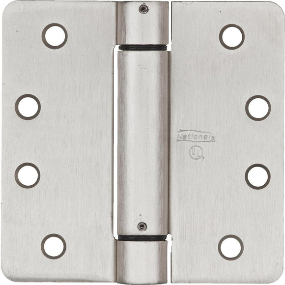 National 4 In. Satin Nickel 5/8 In. Radius Spring Door Hinge