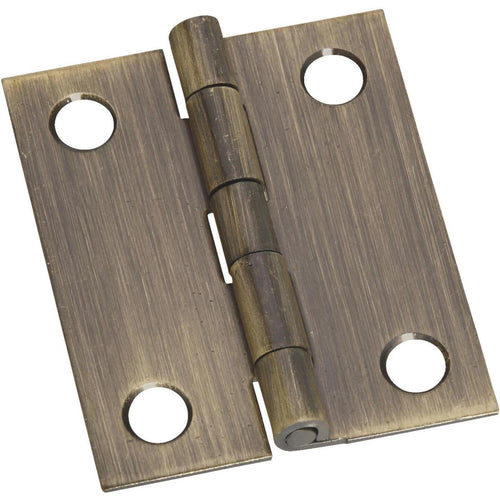 National 1-1/4 In. x 1-1/2 In. Antique Brass Hinge (2-Pack)