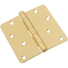 4 In. x 1/4 In. Radius Satin Brass Door Hinge