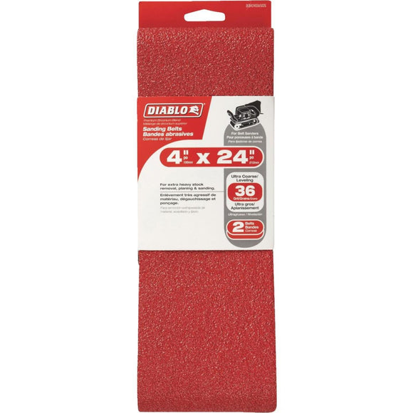 Diablo 4 In. x 24 In. 36 Grit General Purpose Sanding Belt (2-Pack)