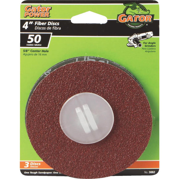 Gator 4 In. 50 Grit Fiber Disc (3-Pack)