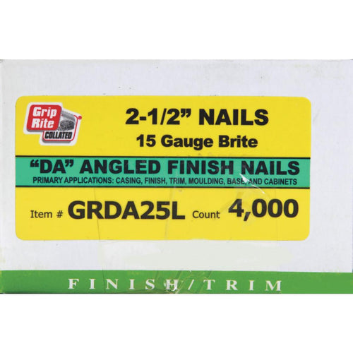 Grip-Rite 15-Gauge Bright 34 Degree DA-Style Angled Finish Nail, 2-1/2 In. (4000 Ct.)