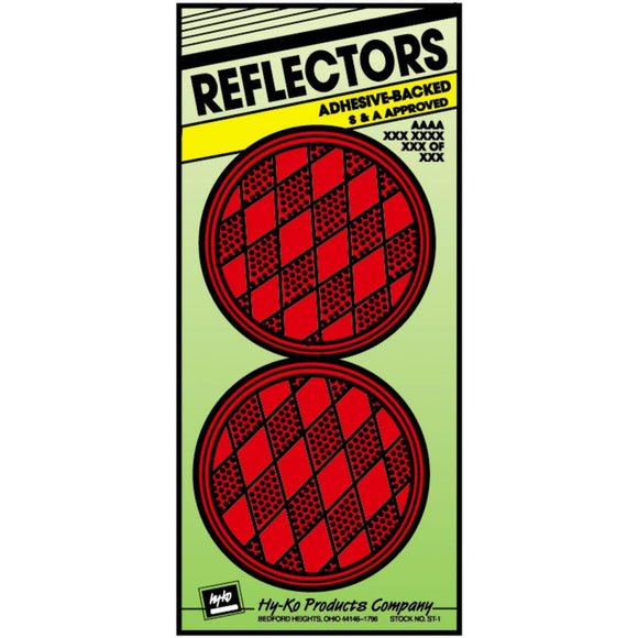 Hy-Ko 3-1/4 In. Dia. Round Red Press-On Reflector (2-Pack)