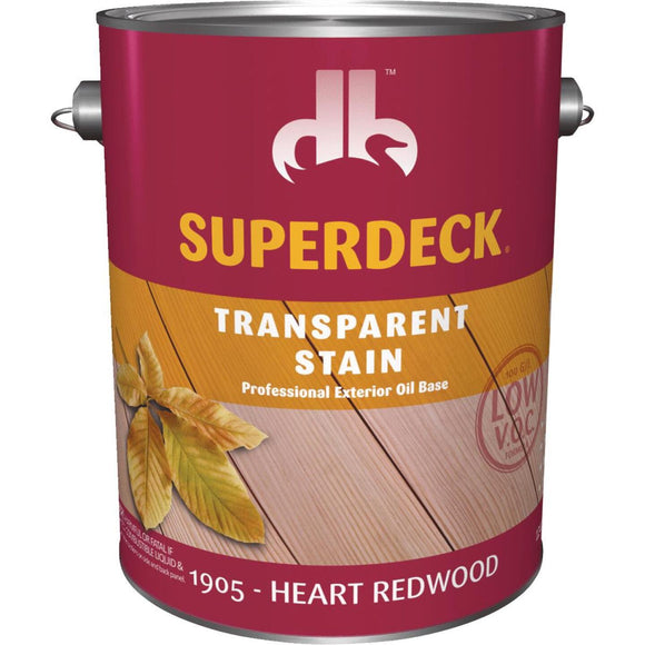 Duckback SUPERDECK VOC Transparent Exterior Stain, Heart Redwood, 1 Gal.