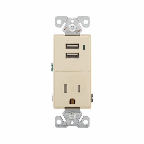 Eaton Cooper Wiring Combination USB Charger With Receptacle 15A, 125V Ivory